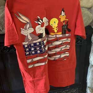 Looney Tunes T-Shirt Large Single Stitch Vintage 95 Bugs Tweety Back Print